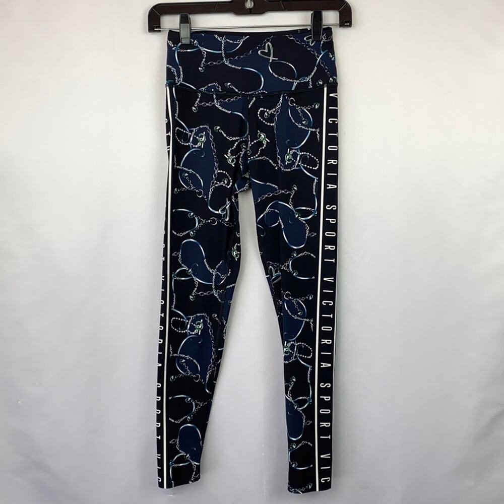 Victoria Secret Women's Black & Turquoise Sport Print Active Leggings Size XS